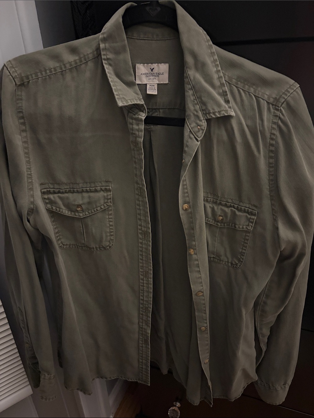 American Eagle Outfitters Olive Shirt Jacket - Lightweight Utility